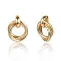 Simple double-layer spiral interlaced earrings for women, temperament business hand-wound circle earrings